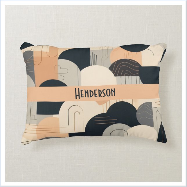 Coussins Décoratifs Conception inspirée d'Art déco en pêche et noir (Créateur téléchargé)