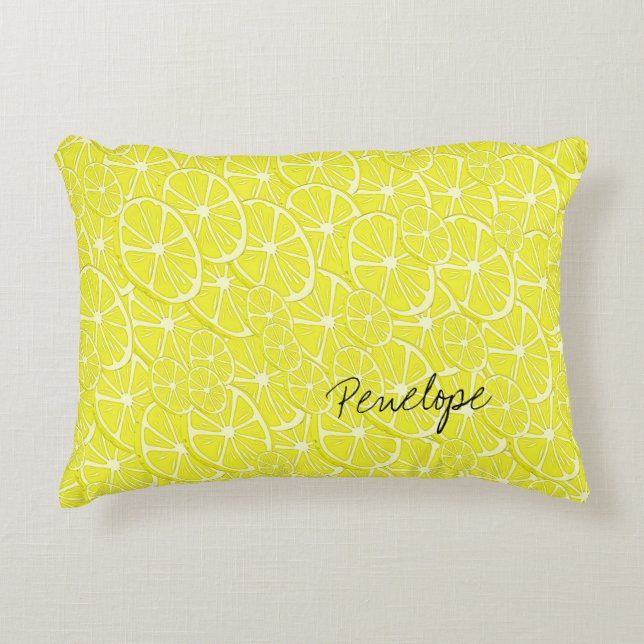 Coussins Décoratifs Cool Lemon Slices Motif Signature Ajouter votre no (Devant)