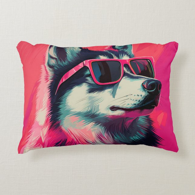 Coussins Décoratifs Cool Siberian Husky dog with sunglasses (Devant)