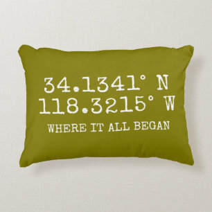 Coussins Décoratifs Coordonnées GPS et photo personnalisée