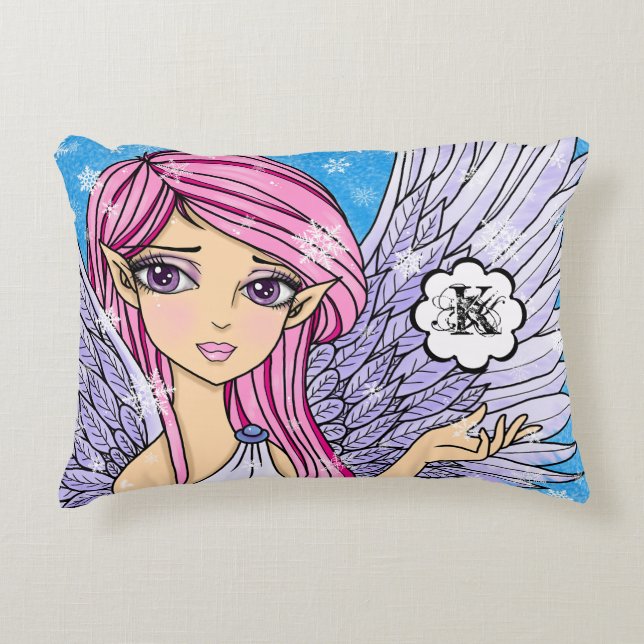 Coussins Décoratifs Copie d'art de Personalizabel d'ange de neige (Devant)