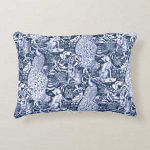 Coussins Décoratifs Copie, marine et blanc de paon de Nouveau d'art