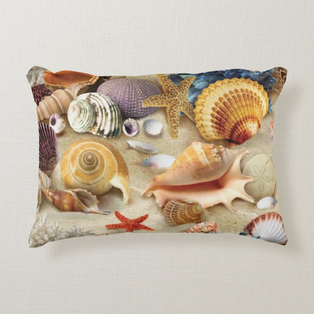 Coussins Décoratifs Coques de mer sur la plage (Devant)