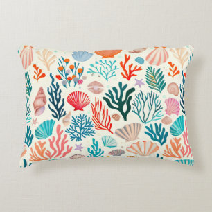 Coussins Décoratifs Coquillage de corail d'été tropical coloré
