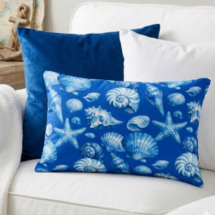 Coussins Décoratifs Coquillages. Nautique. Bleu de cobalt. 