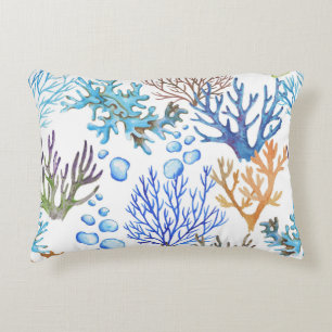 Coussins Décoratifs Coraux dessinés à la main : motif sous-marin.