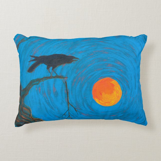 Coussins Décoratifs Corbeau et Pleine lune (Devant)