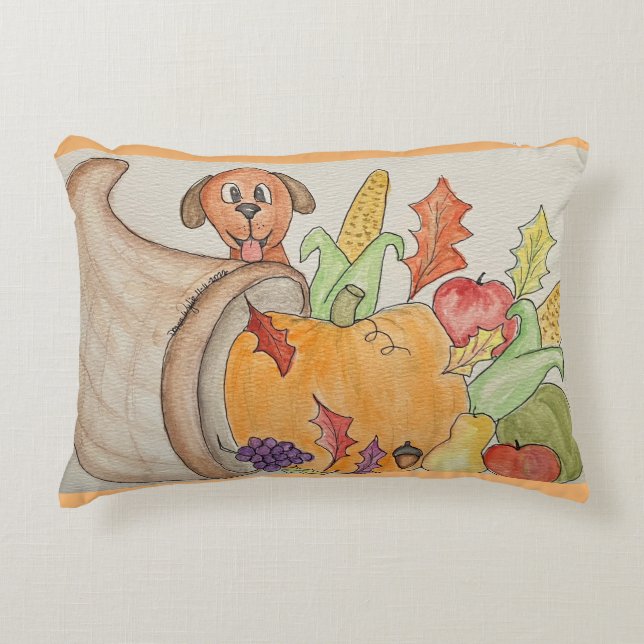 Coussins Décoratifs Cornucopie et chien (Devant)