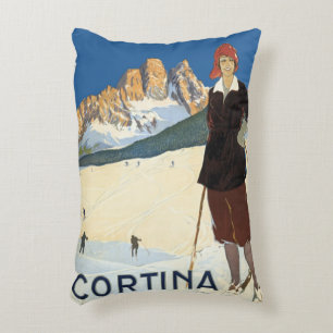 Coussins Décoratifs Cortina d'Ampezzo, Italie, Voyage Ski Alpes Vintag