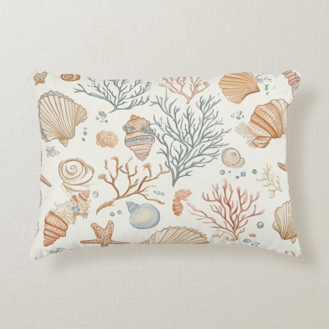 Coussins Décoratifs Côtière rustique - Coquillages, Starfish, Reef (32 (Devant)