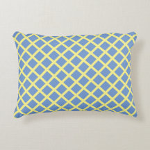 Coton, bleu & jaune, treillis, motif de chalet