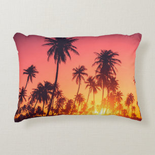 Coussins Décoratifs Coucher de soleil des arbres tropicaux