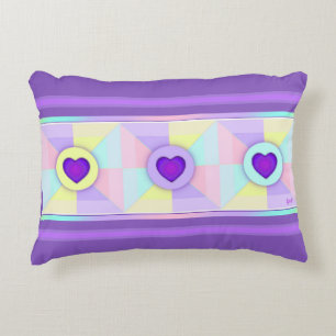 Coussins Décoratifs Couleurs pastel & coeurs violets battre
