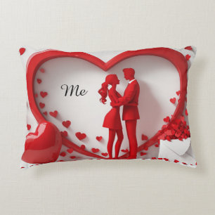 Coussins Décoratifs Couple romantique rouge s'étreignant à l'intérieur