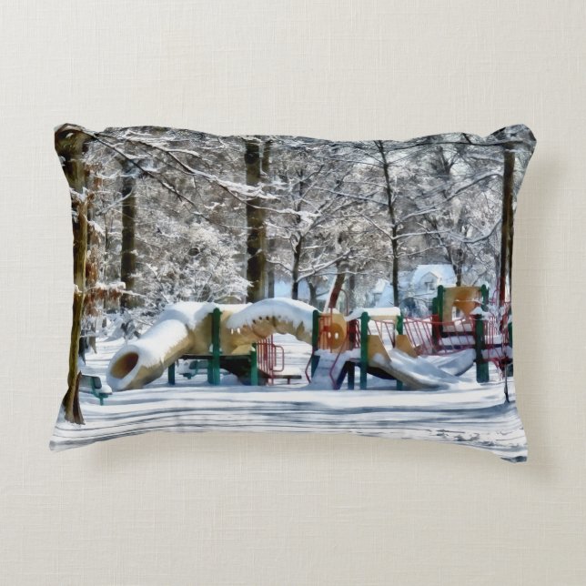 Coussins Décoratifs Cour de récréation hivernale (Dos)