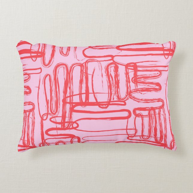 Coussins Décoratifs Courbe Rose Gribouillis Abstrait Moderne (Devant)