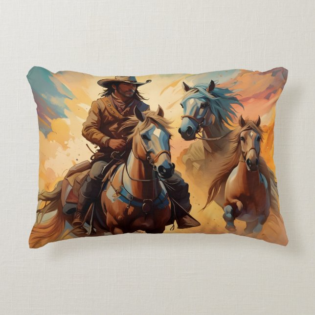 Coussins Décoratifs Cowboy et cheval collage (Devant)