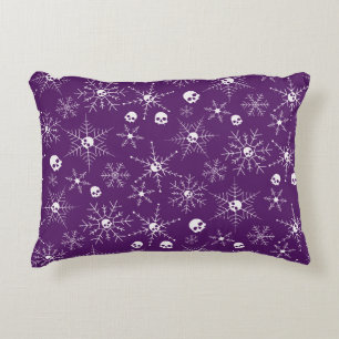 Coussins Décoratifs Crâne effrayant Creepmas Noël Snowflakes violet