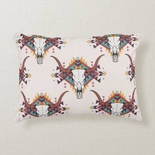 Coussins Décoratifs Crâne taureau de la tribu : Boho Seamless