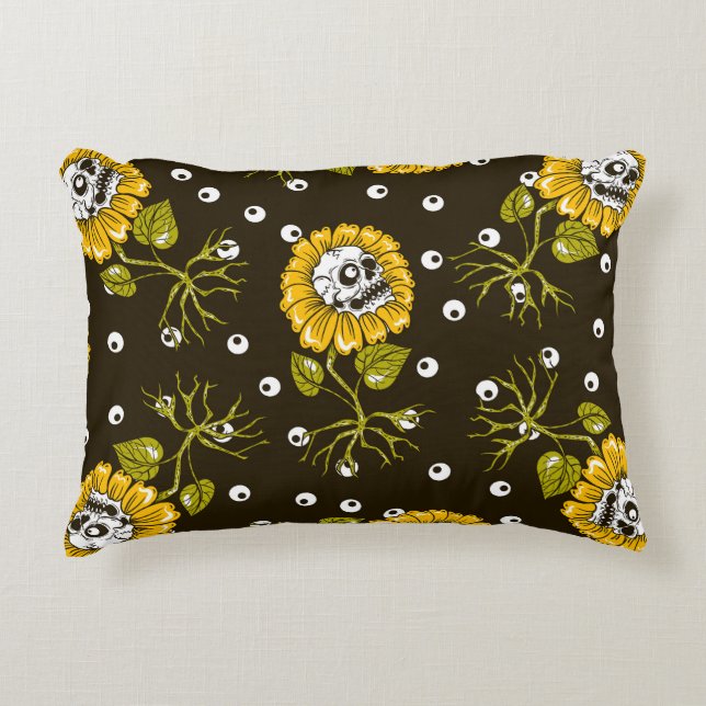 Coussins Décoratifs Crânes de tournesol : Unique Motif sans fil. (Devant)