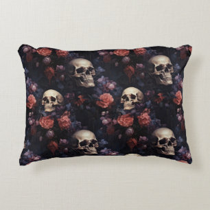 Coussins Décoratifs Crânes et fleurs de l'académie sombre