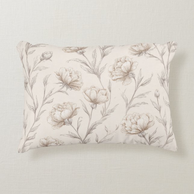 Coussins Décoratifs Crème Fleurale Marron Cacao (Devant)