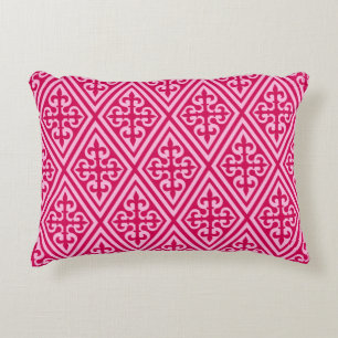 Coussins Décoratifs Croix médiévale Damas - Fuchsia rose