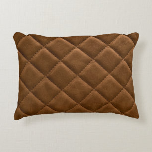 Coussins Décoratifs Cuir Brown, dessin motif rhombus