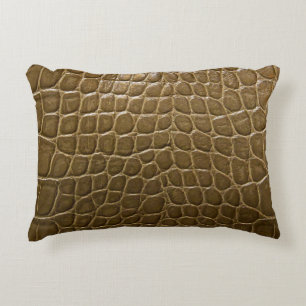 Coussins Décoratifs cuir brun beige sauvage de crocodile d'alligator