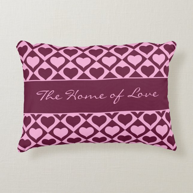 Coussins Décoratifs Custom Heart Checkerboard Pattern Bordeaux Pink -  (Devant)