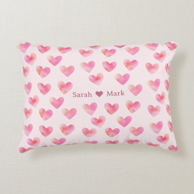 Coussins Décoratifs Custom Names Romantic Pink Love Design -  (Devant)
