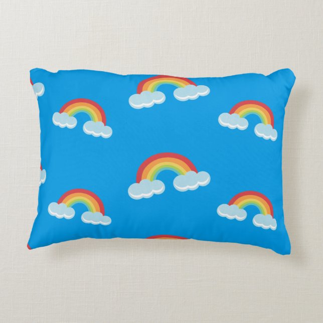Coussins Décoratifs Cute arc-en-ciel avec Motif nuages (Dos)