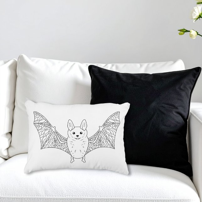 Coussins Décoratifs Cute Bat Line Art Halloween Art (Disclaimer: The image is a digital mockup and dimensions are approximate.)