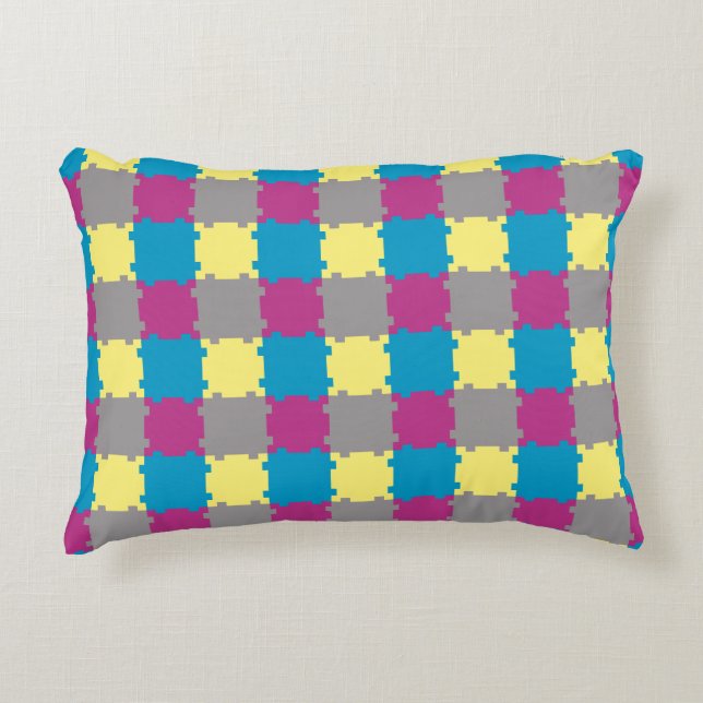 Coussins Décoratifs Cute bleu jaune violet gris puzzle Comme Motif (Devant)