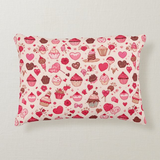 Coussins Décoratifs Cute Candy & Sweets Valentine Seamless Pattern  (Devant)