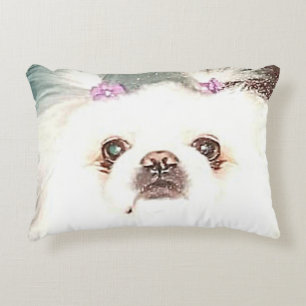 Coussins Décoratifs Cute chien Pekingese blanc ou changez de chien