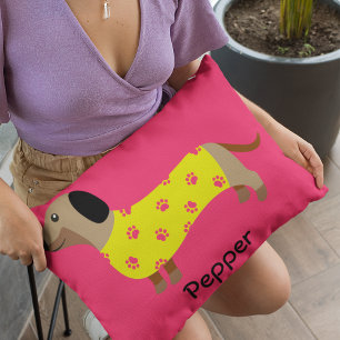 Coussins Décoratifs Cute Dachshund Amoureux des chiens Photo amusante