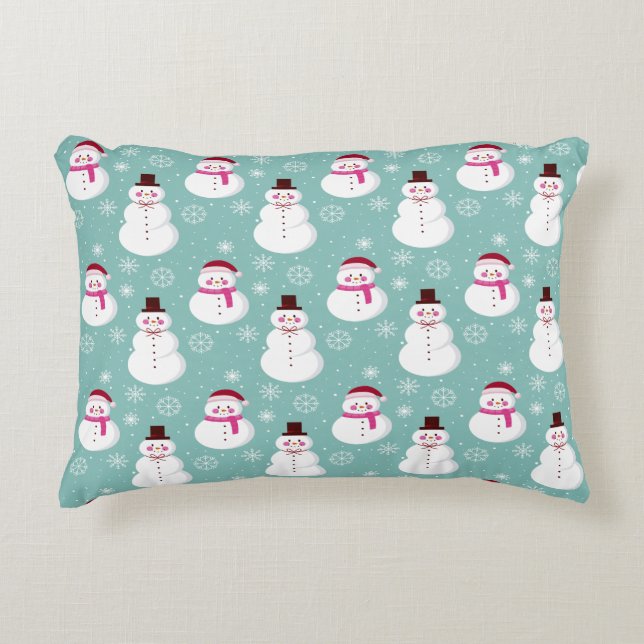 Coussins Décoratifs Cute Festif Hiver Rose Frosty Snowman (Devant)