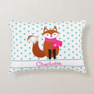 Coussins Décoratifs Cute Little Fox rose Pink Nursery personnalisée