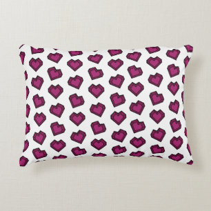 Coussins Décoratifs Cute Magenta Dark Rose Gemstone motif de coeur