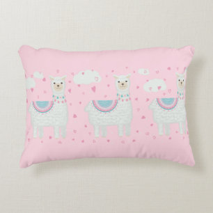 Coussins Décoratifs Cute motif lama rose arrière - plan