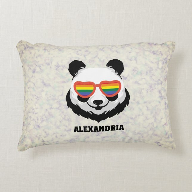 Coussins Décoratifs Cute Ours Panda | Arc en ciel | LGBTQ (Devant)