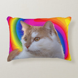 Coussins Décoratifs Cute Rainbow Colorful Cat Photo