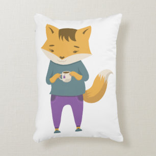 Coussins Décoratifs Cute renard avec tasse de thé
