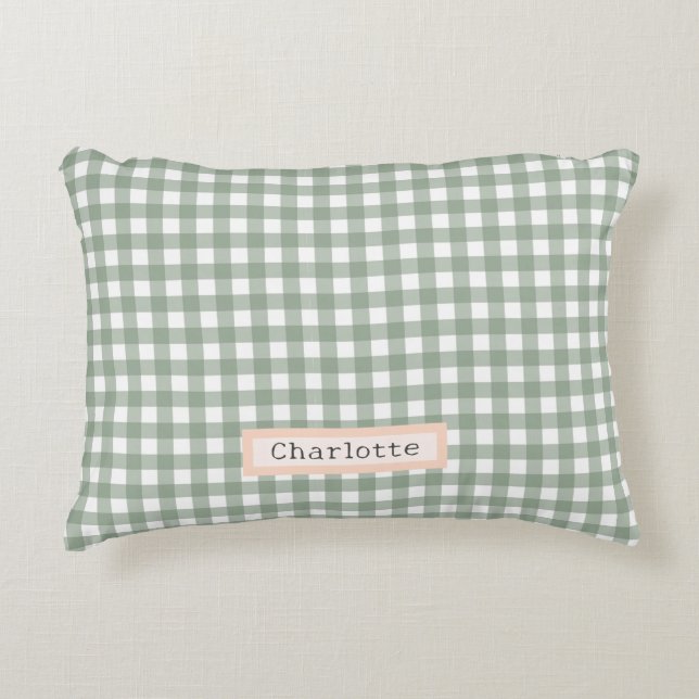 Coussins Décoratifs Cute Sage Green Plaid Personnalisé (Devant)