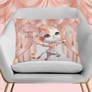 Coussins Décoratifs Cute Tap Dancing Tabby Chat Monogramme Personnalis