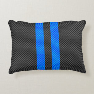 Coussins Décoratifs Cyan Blue Carbon Fiber Style Racing Stripes