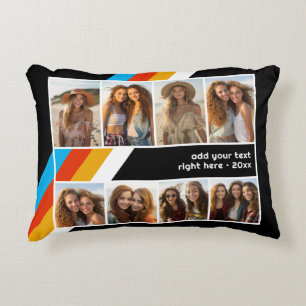 Coussins Décoratifs Cyan Retro Stripe - 8 Photo Collage