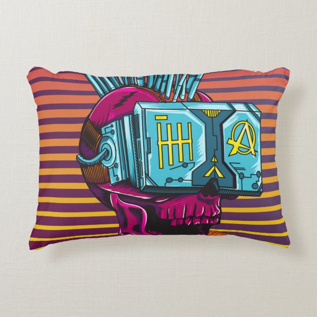 Coussins Décoratifs Cyber Skull Virtual Reality Cyberpunk disquette  (Devant)