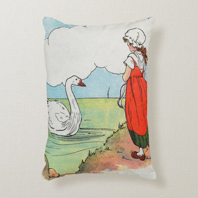 Coussins Décoratifs Cygne, Cygne au-dessus de la mer Mère Goose Nurser (Devant(Vertical))